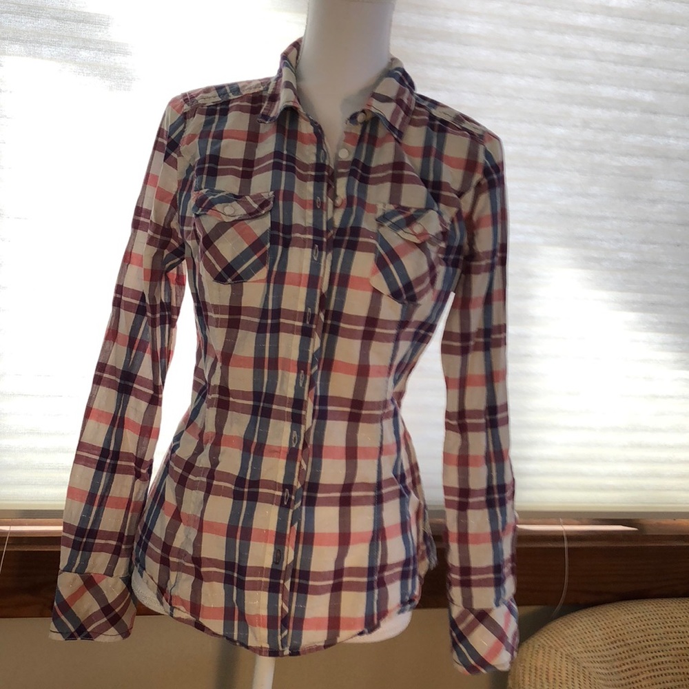 Guess button down plaid